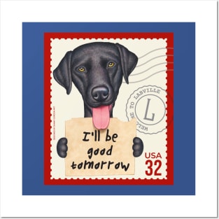 Cute Black Lab Dog who will good tomorrow Posters and Art